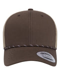 Yupoong 6606BD Retro Trucker Rope Cap - Brown/ Khaki - front