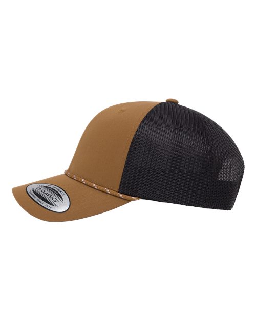 Yupoong 6606BD Retro Trucker Rope Cap - Caramel/ Black - side