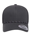 Yupoong 6606BD Retro Trucker Rope Cap - Charcoal/ Black - front