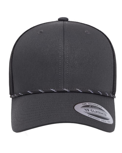 Yupoong 6606BD Retro Trucker Rope Cap - Charcoal/ Black - front