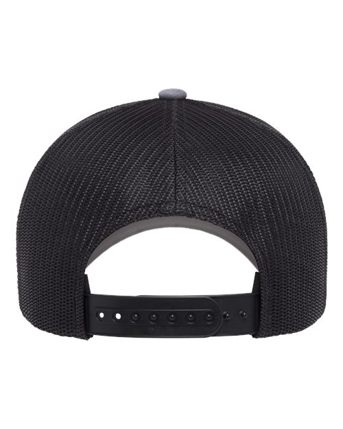 Yupoong 6606BD Retro Trucker Rope Cap - Heather Grey/ Black - back