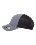 Yupoong 6606BD Retro Trucker Rope Cap - Heather Grey/ Black - side