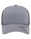 Yupoong 6606BD Retro Trucker Rope Cap - Heather Grey/ Black - front
