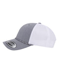 Yupoong 6606BD Retro Trucker Rope Cap - Heather Grey/ White - side
