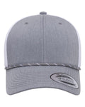 Yupoong 6606BD Retro Trucker Rope Cap - Heather Grey/ White - front
