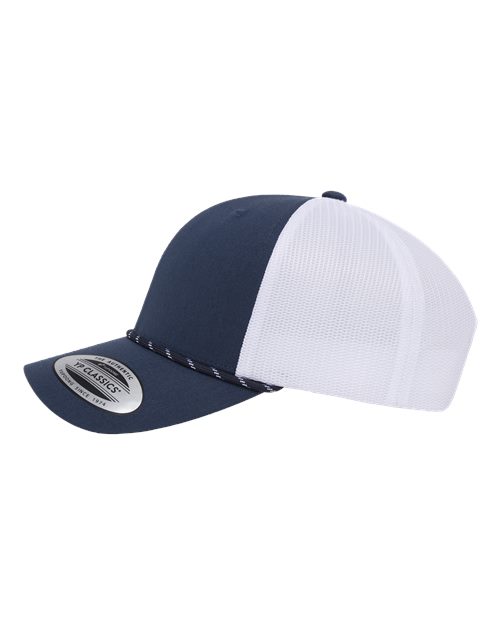 Yupoong 6606BD Retro Trucker Rope Cap - Navy/ White - side