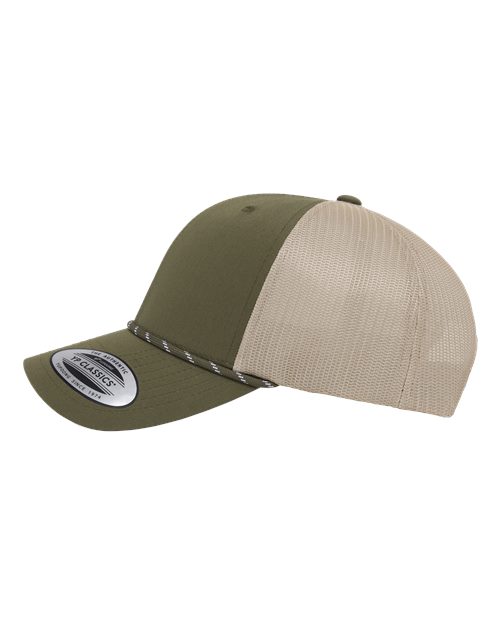 Yupoong 6606BD Retro Trucker Rope Cap - Moss Green/ Khaki - side