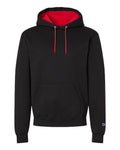 Champion S7CB0 Unisex Powerblend Contrast Color Hooded Sweatshirt - Black/ Scarlet - front