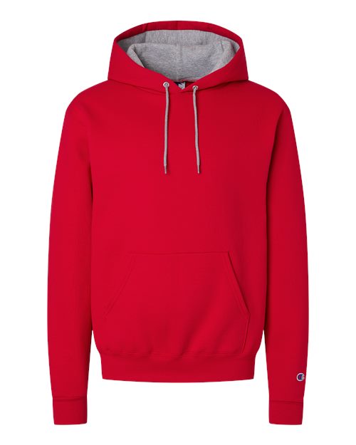 Champion S7CB0 Unisex Powerblend Contrast Color Hooded Sweatshirt - Scarlet/ Light Steel - front