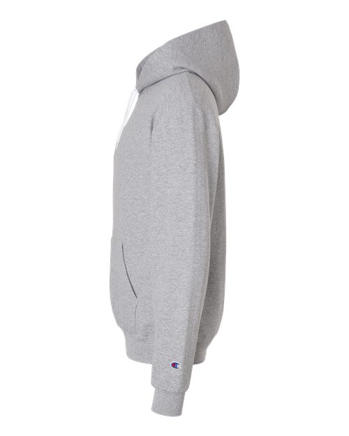 Champion S7CB0 Unisex Powerblend Contrast Color Hooded Sweatshirt - Light Steel/ White - side