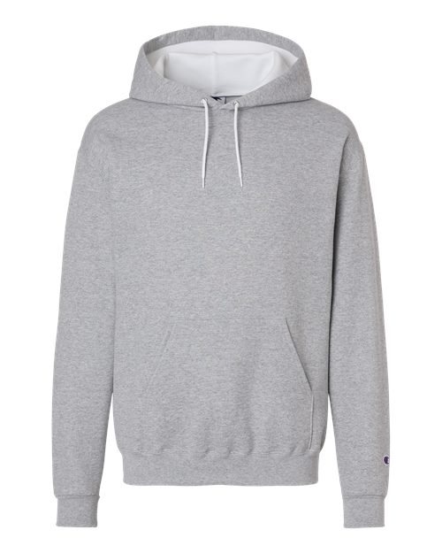 Champion S7CB0 Unisex Powerblend Contrast Color Hooded Sweatshirt - Light Steel/ White - front