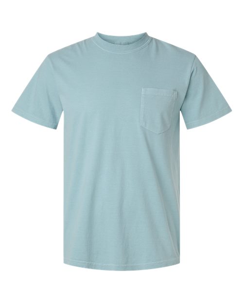 Comfort Colors 6030 Unisex Garment-Dyed Heavyweight Pocket T-Shirt - Yankey Blue - front