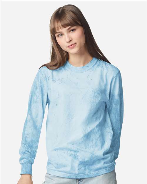 Comfort Colors 6045 Unisex Colorblast Long Sleeve T-Shirt - Fiji Blue - front