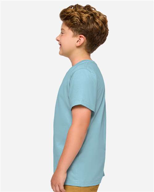 LAT 6101 Youth Fine Jersey Tee - Arctic - model side