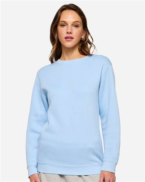 LAT 6925 Unisex Elevated Fleece Crewneck Sweatshirt - Light Blue - model front