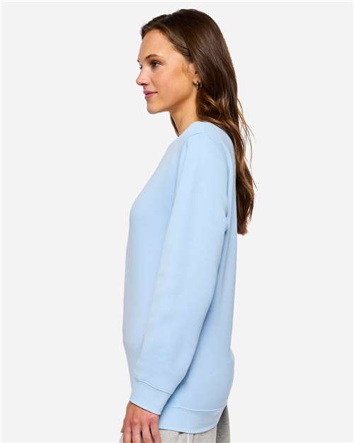 LAT 6925 Unisex Elevated Fleece Crewneck Sweatshirt - Light Blue - model side