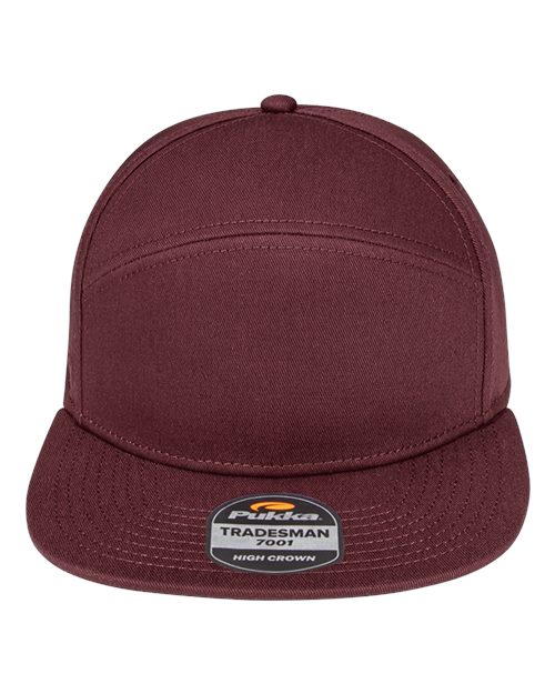 Pukka 7001P Tradesman Hybrid Six-Panel Cap - Maroon - front