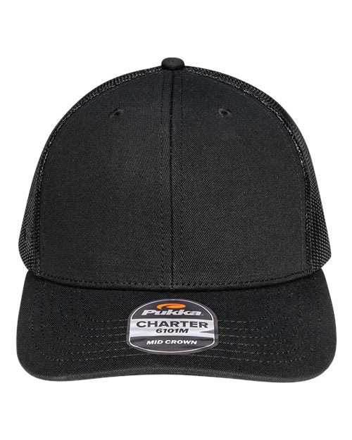 Pukka 6101M Charter Six-Panel Cap - Black - front