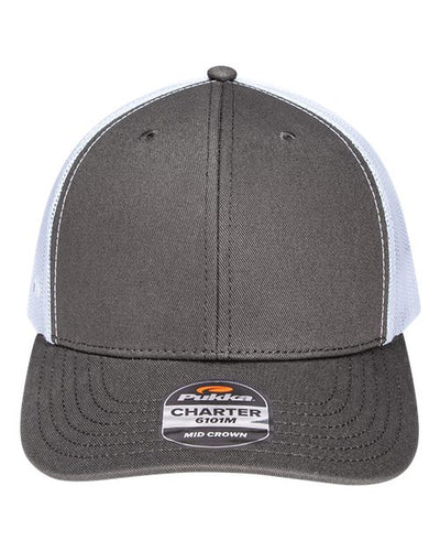 Pukka 6101M Charter Six-Panel Cap - Charcoal/ White - front