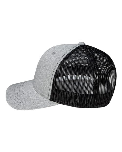 Pukka 6101M Charter Six-Panel Cap - Grey Heather/ Black - side