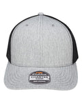 Pukka 6101M Charter Six-Panel Cap - Grey Heather/ Black - front