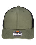 Pukka 6101M Charter Six-Panel Cap - Olive Green/ Black - front