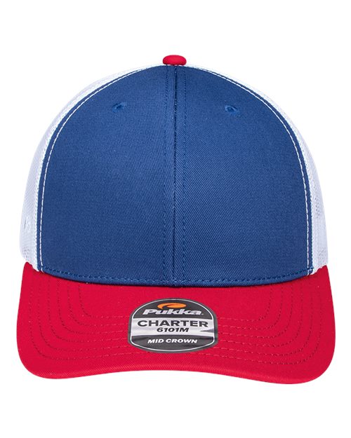Pukka 6101M Charter Six-Panel Cap - Royal/ Red/ White - front