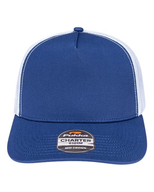Pukka 6101M Charter Six-Panel Cap - Royal/ White - front