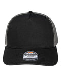 Pukka 5000M Rudder Five-Panel Cap - Black/ Charcoal - front