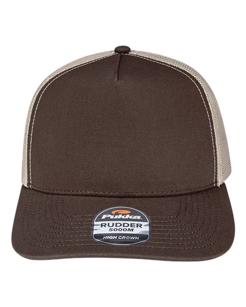 Pukka 5000M Rudder Five-Panel Cap - Brown/ Khaki - front