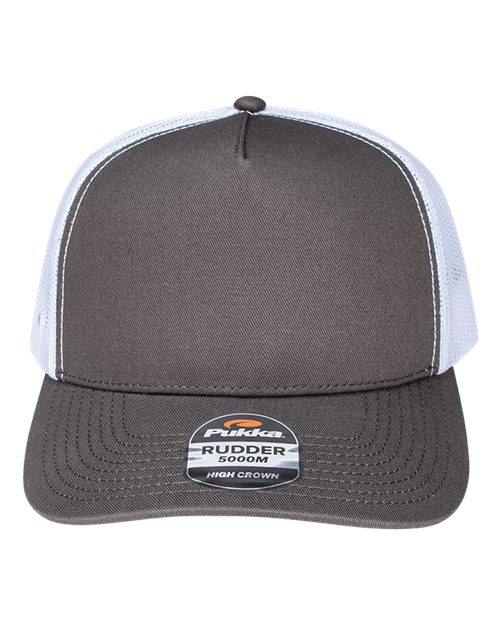 Pukka 5000M Rudder Five-Panel Cap - Charcoal/ White - front