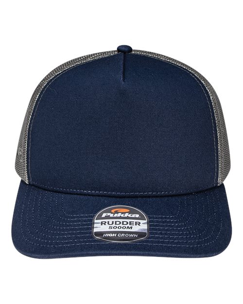 Pukka 5000M Rudder Five-Panel Cap - Navy/ Charcoal - front