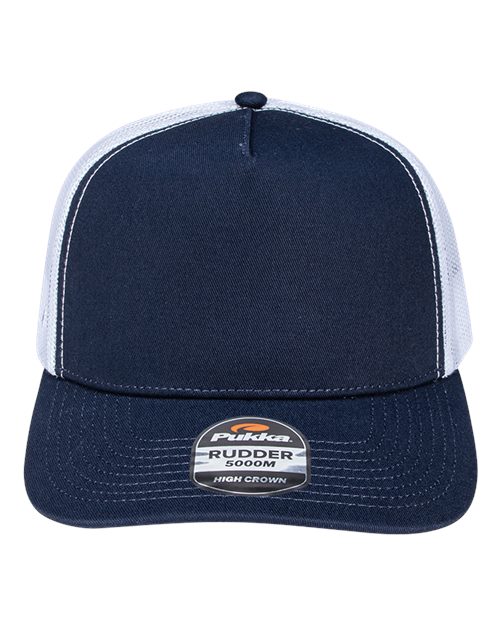 Pukka 5000M Rudder Five-Panel Cap - Navy/ White - front
