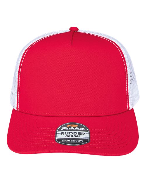 Pukka 5000M Rudder Five-Panel Cap - Red/ White - front