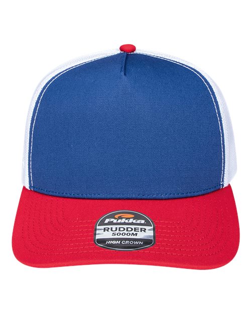 Pukka 5000M Rudder Five-Panel Cap - Royal/ Red/ White - front