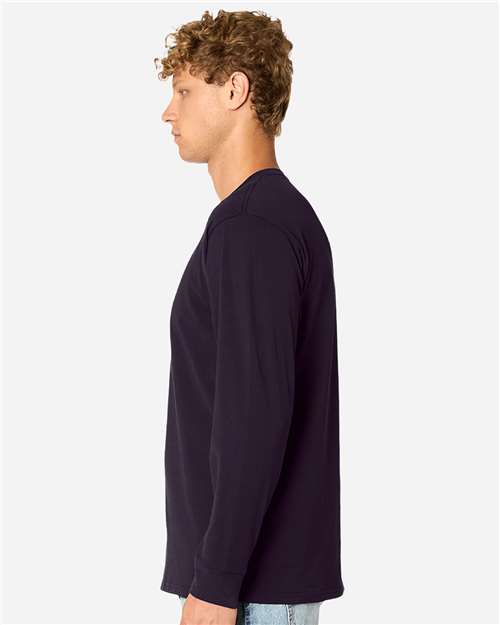 Lane Seven LS15009 Unisex Heavyweight Long Sleeve Tee - Plum - model side