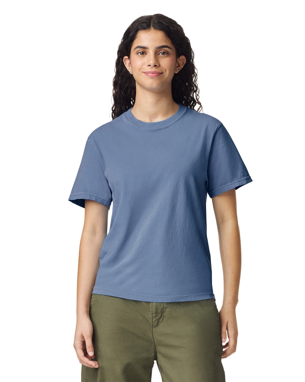 Comfort Colors C1717 Garment-Dyed Heavyweight T-Shirt - Washed Denim - model front