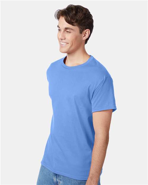 Hanes 5250 Authentic T-Shirt - Carolina Blue - model side
