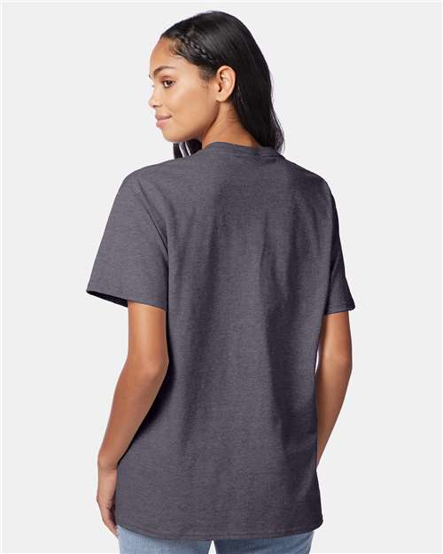 Hanes 5250 Authentic T-Shirt - Charcoal Heather - model back