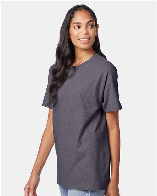 Hanes 5250 Authentic T-Shirt - Charcoal Heather - model side