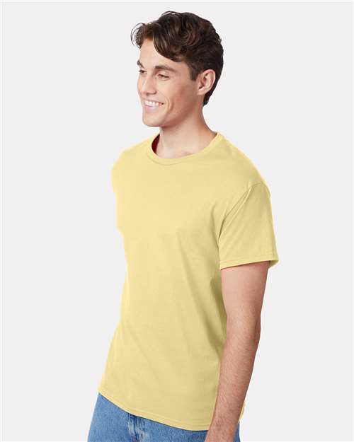 Hanes 5250 Authentic T-Shirt - Daffodil Yellow - model side