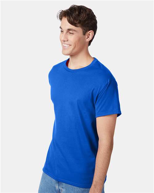 Hanes 5250 Authentic T-Shirt - Deep Royal - model side