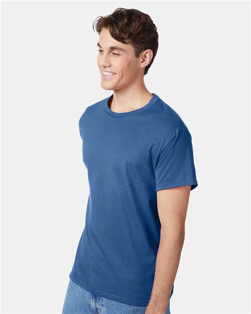 Hanes 5250 Authentic T-Shirt - Denim Blue - model side
