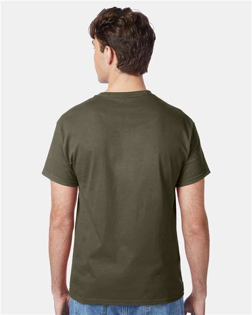 Hanes 5250 Authentic T-Shirt - Fatigue Green - model back