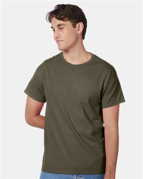 Hanes 5250 Authentic T-Shirt - Fatigue Green - model front
