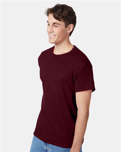 Hanes 5250 Authentic T-Shirt - Maroon - model side
