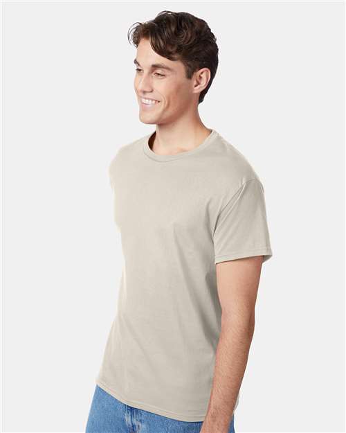 Hanes 5250 Authentic T-Shirt - Natural - model side