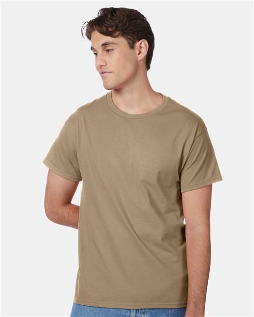 Hanes 5250 Authentic T-Shirt - Pebble - model front