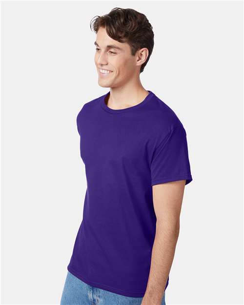 Hanes 5250 Authentic T-Shirt - Purple - model side