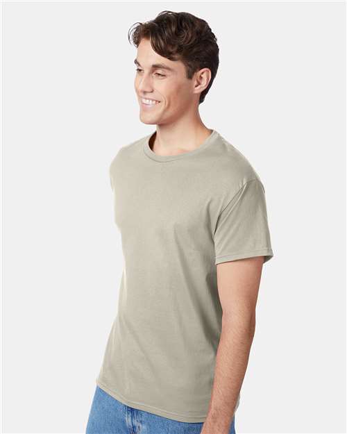 Hanes 5250 Authentic T-Shirt - Sand - model side